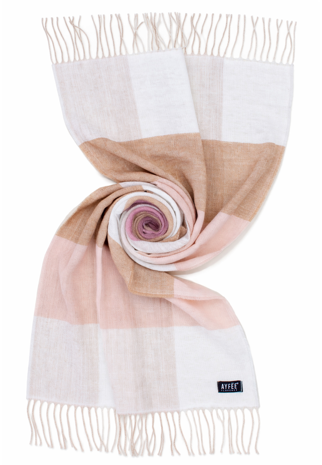 STOLA JACQUARD A QUADRI, 58%PC 18%PA 12%WO 12%VI, MADE IN ITALY      - PINK
